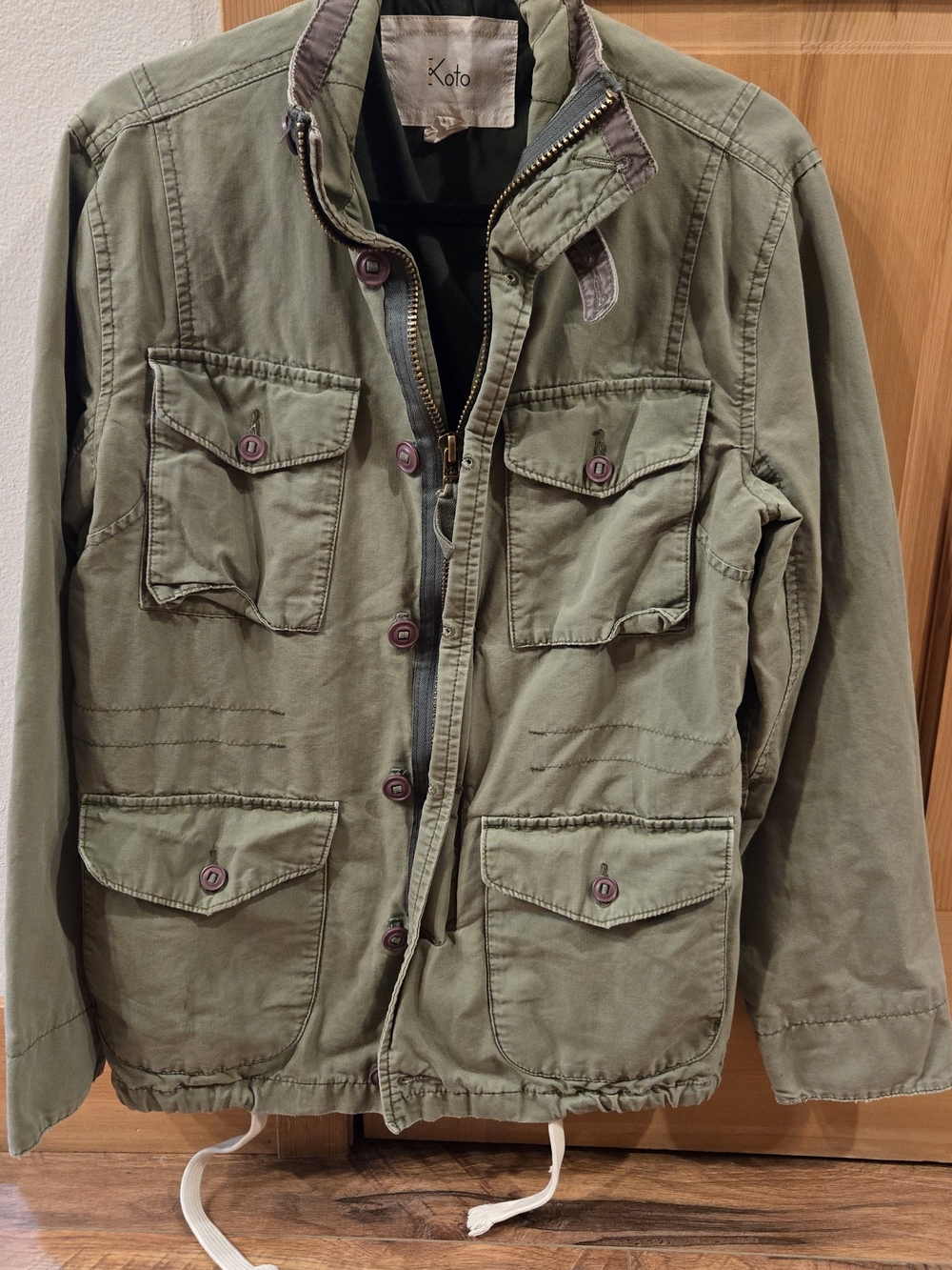 Koto Men's Military-Style Olive Field Jacket